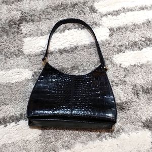 Liz Claiborne Black Croc-Embossed Shoulder Bag